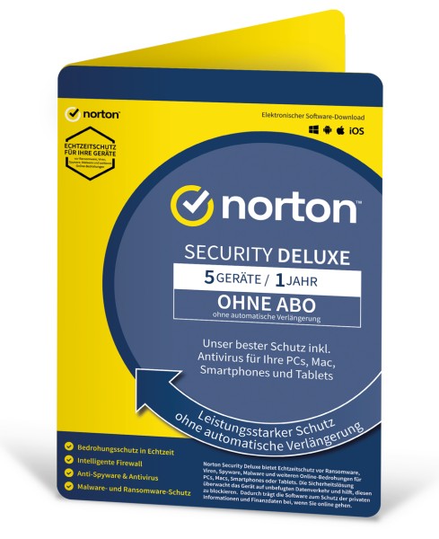 Norton Security Deluxe 5 Geräte 1 Jahr 2023 - ohne Abo - PKC