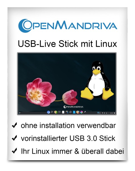 USB-Live Stick: Linux OpenMandriva Lx mit 64 Bit 32 GB USB 3.0