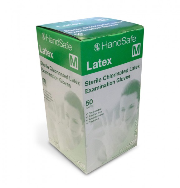 Einweghandschuhe - puderfrei aus Naturlatex - Größe M - transparent weiß, HandSafe - 50er Pack
