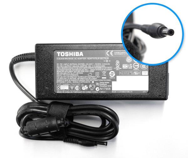 Original Toshiba Netzteil 120 Watt - 19V / 6,32A / runder Stecker 5.5 mm, 2.5 mm