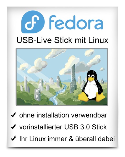 USB-Live Stick: Linux Fedora mit 64 Bit 32 GB USB 3.0
