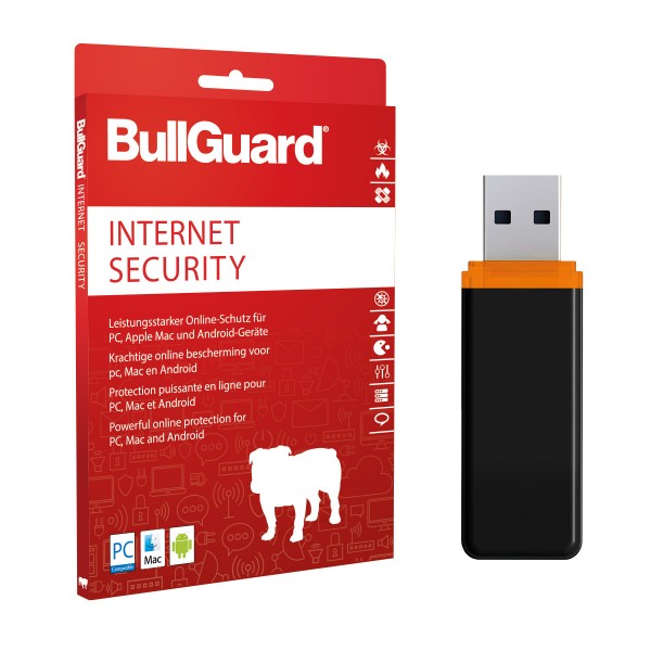 BullGuard Internet Security 2022 - 3 User / 1 Jahr PKC inkl USB 3.0 Stick