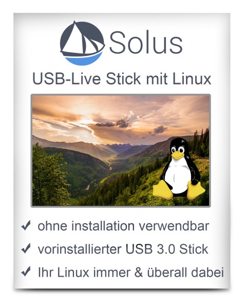 USB-Live Stick: Linux Solus mit 64 Bit 32 GB USB 3.0