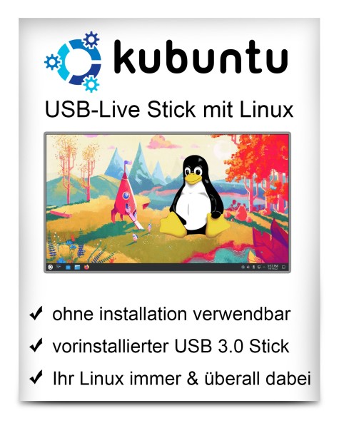 USB-Live Stick: Linux Kubuntu mit 64 Bit 32 GB USB 3.0