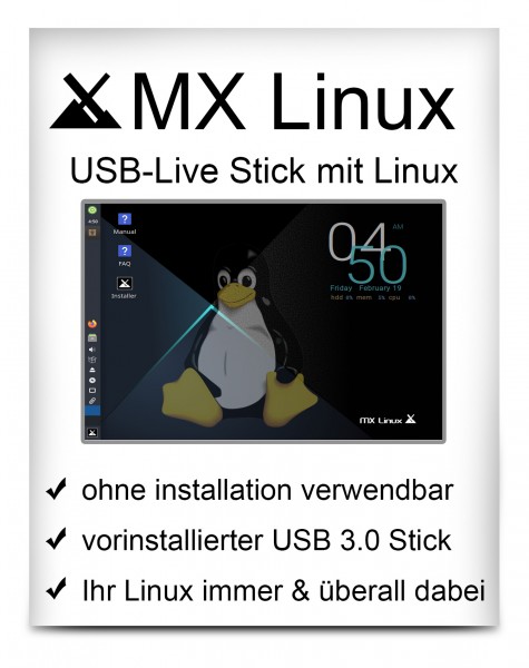 USB-Live Stick: Linux MX OS 64Bit 32 GB USB 3.0