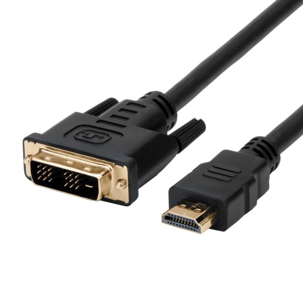 DVI-D 18+1 zu HDMI Adapterkabel - 2m - vergoldet - schwarz